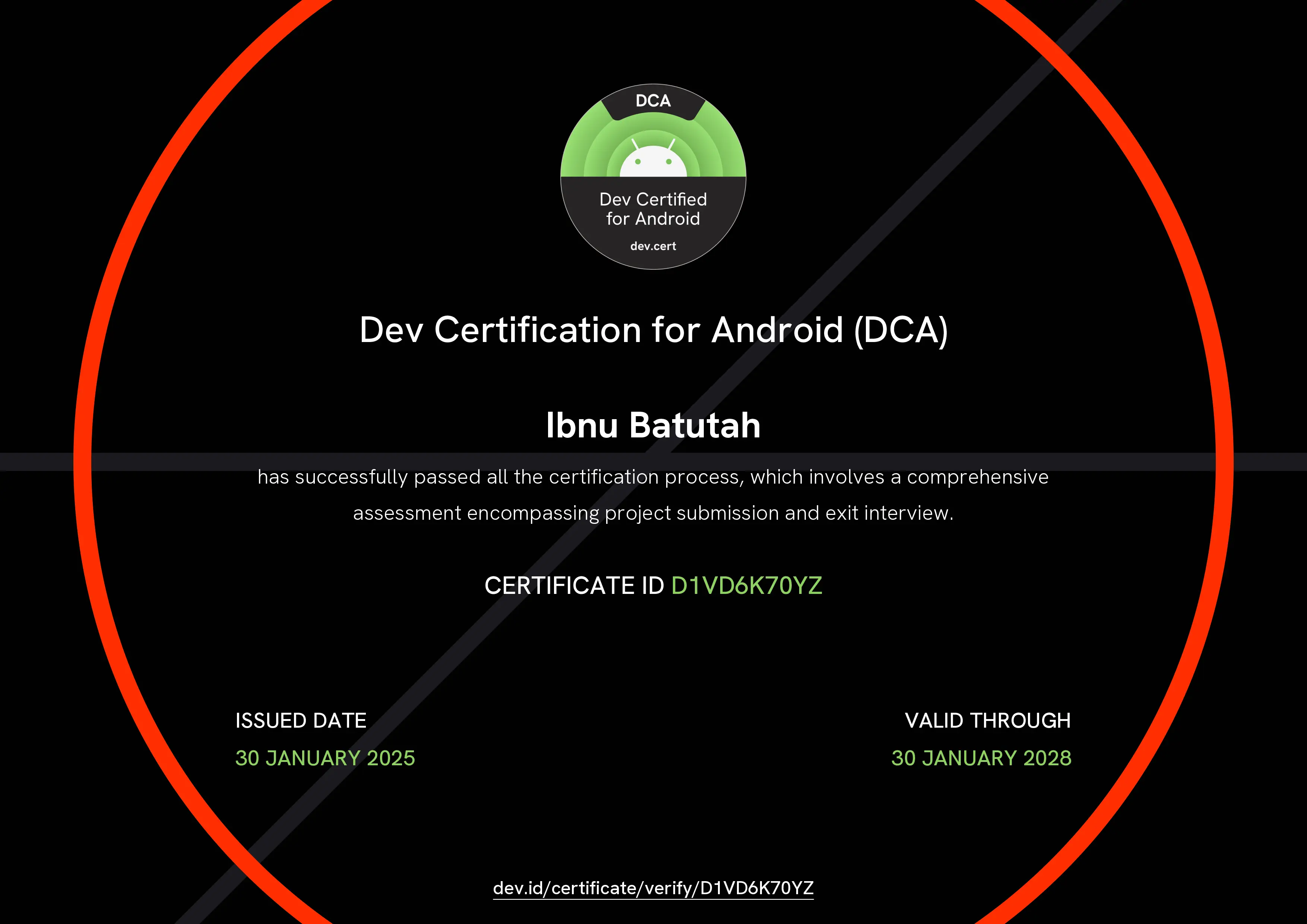 Dev Certification for Android