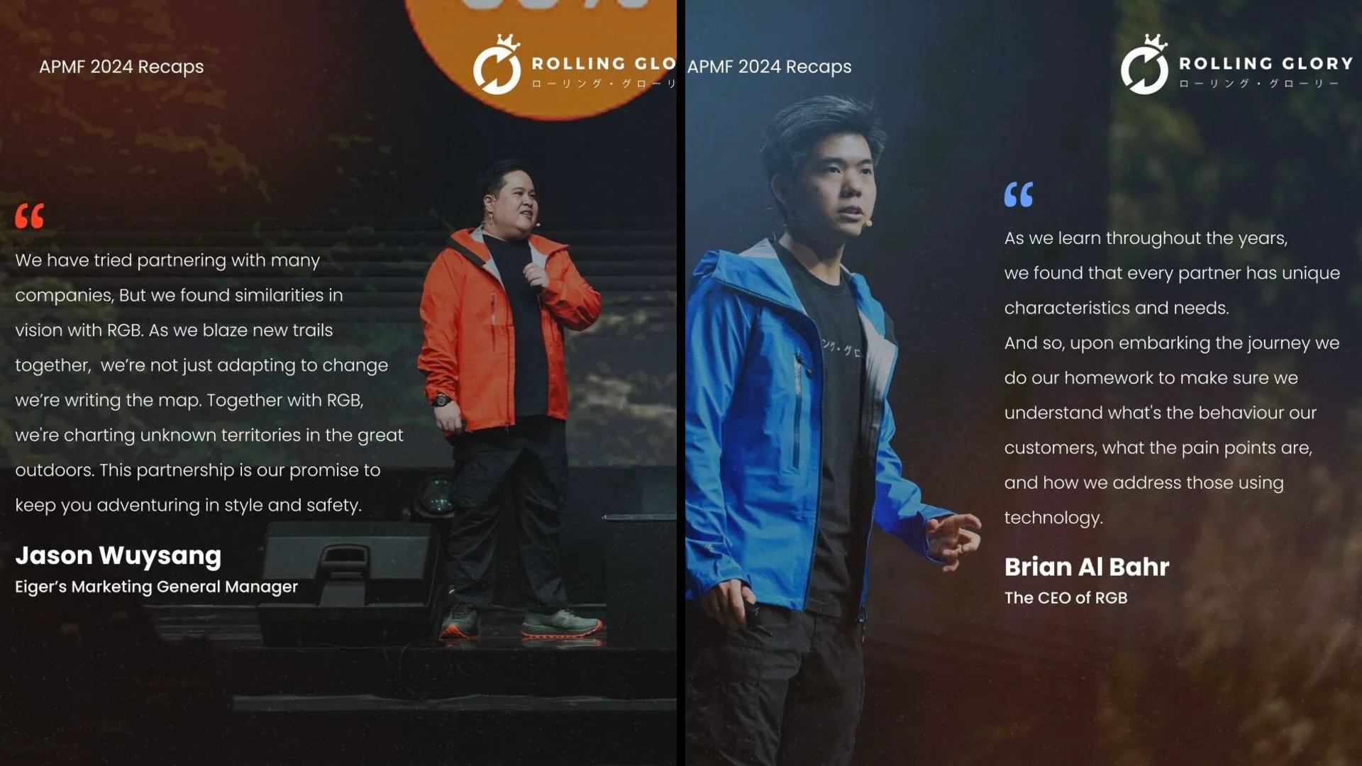 Jason Wuysang (Eiger's Marketing General Manager) and Brian Al Bahr (Rolling Glory's CEO) at Eiger Pasific Media Conference 2024